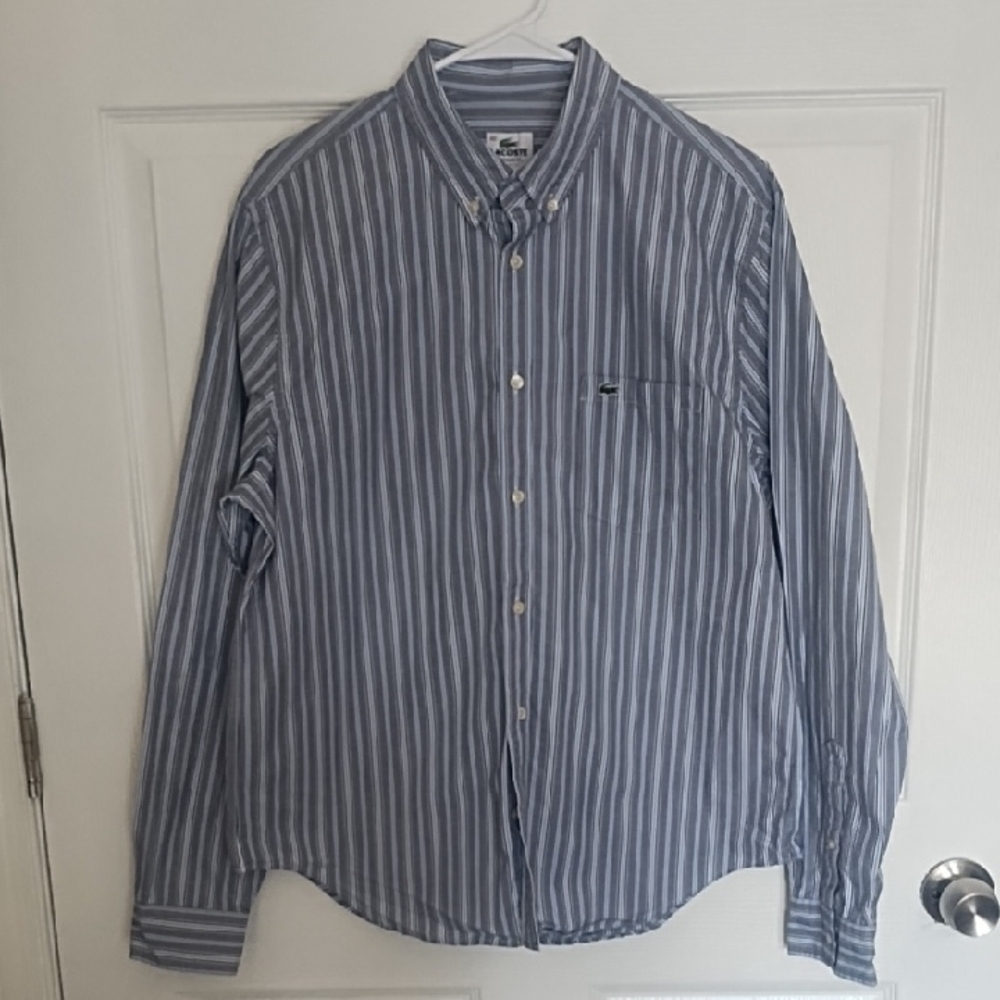 Lacoste Men's Blue Striped Shirt